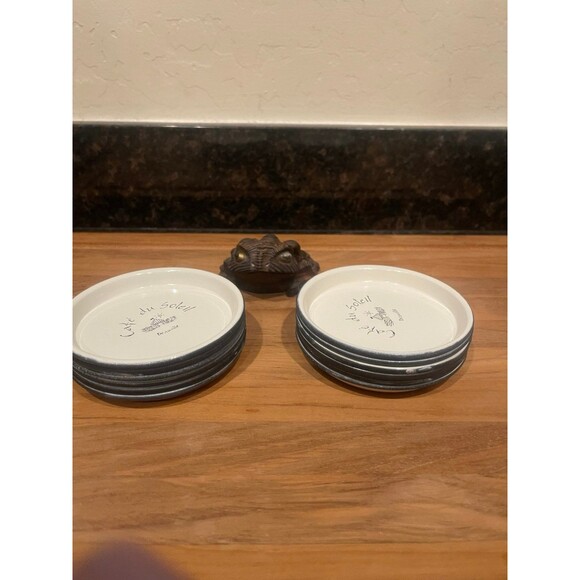 12 Enamelware Coasters “Cafe du Soleil” - Picture 3 of 10
